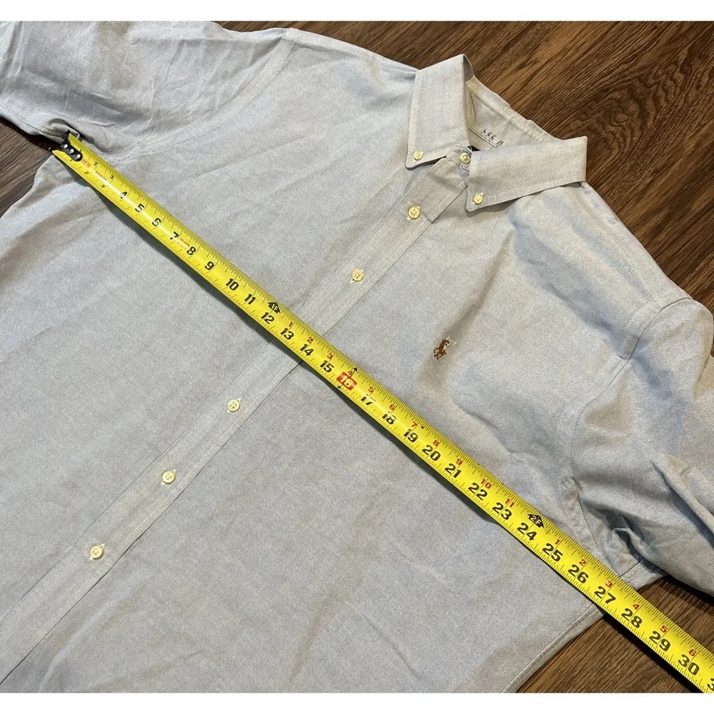 Polo Ralph Lauren Shirt Mens M Classic Blue Oxford OCBD Flesh Pony Short Sleeve